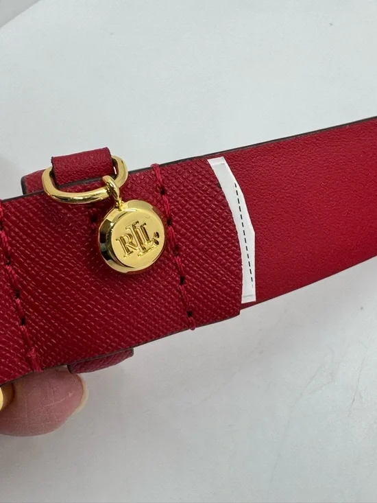 Ralph Lauren women's Charm Crosshatch Leather Belt Burgundy Red Size Small - Picture 4 of 9